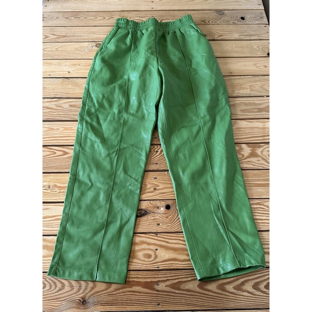 NWT $182 Jakke Faux Leather Jogging Pants Size 6 Women’s Green